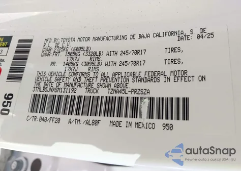 2025 Toyota Tacoma Sr5 from USA, damaged, VIN 3TMLB5JNXSM131192